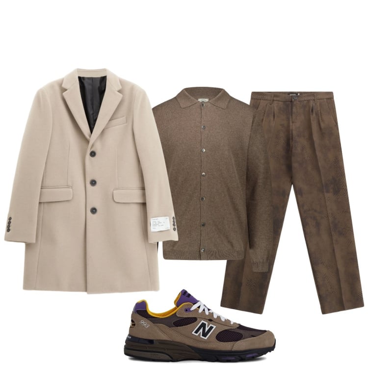 Outfit uomo - Colori d’autunno. Stile Business/Elegante per Ufficio. Abbinamento con sneakers, pantaloni, cappotti, polo.