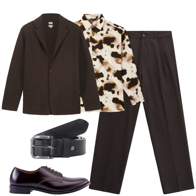 Outfit uomo - City. Stile Trendy per Tutti i giorni. Abbinamento con camicie, cinture, pantaloni, scarpe stringate, giacche.