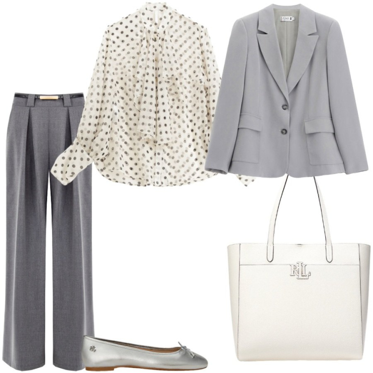 Outfit donna - La camicia bon ton. Stile Chic per Serata fuori. Abbinamento con pantaloni a palazzo, blazer, camicie, borse tote, ballerine.