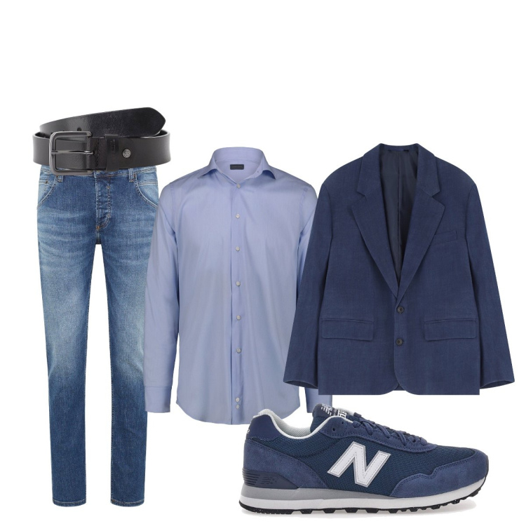 Outfit uomo - Aperitivo con i colleghi. Stile Trendy per Serata speciale. Abbinamento con jeans dritti, cinture, giacche, camicie, sneakers.