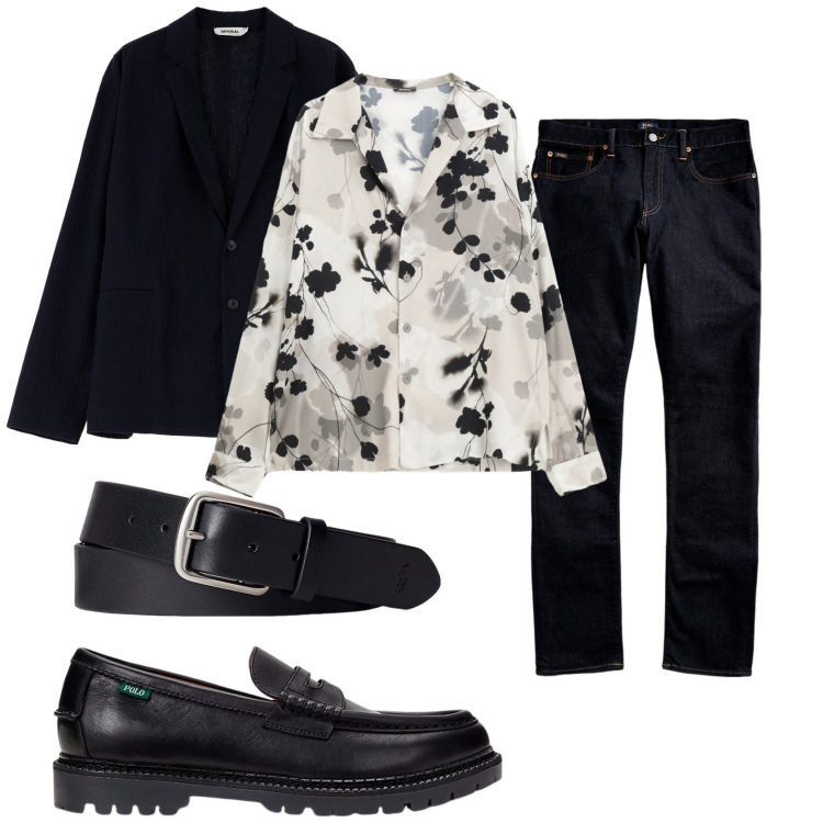 Outfit uomo - Serata fiorato. Stile Trendy per Tutti i giorni. Abbinamento con camicie, giacche, jeans, cinture, scarpe stringate.