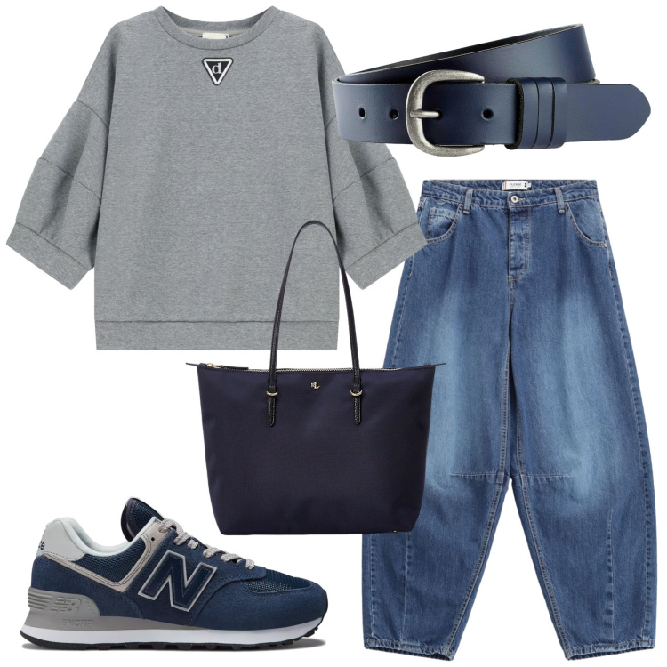 Outfit donna - Total look #2243003. Stile Urban per Scuola/Università. Abbinamento con cinture, sneakers, jeans, felpe, borse tote.