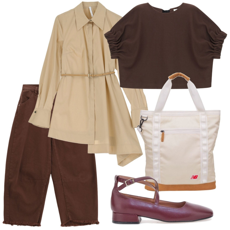Outfit donna - Felpa sfiziosa. Stile Minimal per Scuola/Università. Abbinamento con shopping bag, pantaloni, camicie, felpe, ballerine.