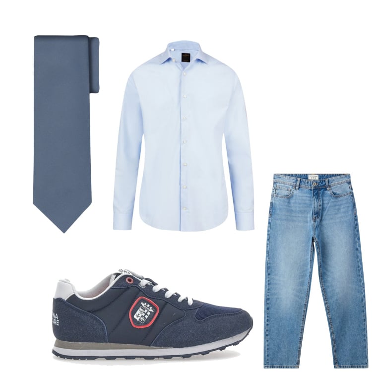 Outfit uomo - Casual chic. Stile Business/Elegante per Ufficio. Abbinamento con jeans, sneakers, camicie, cravatte.