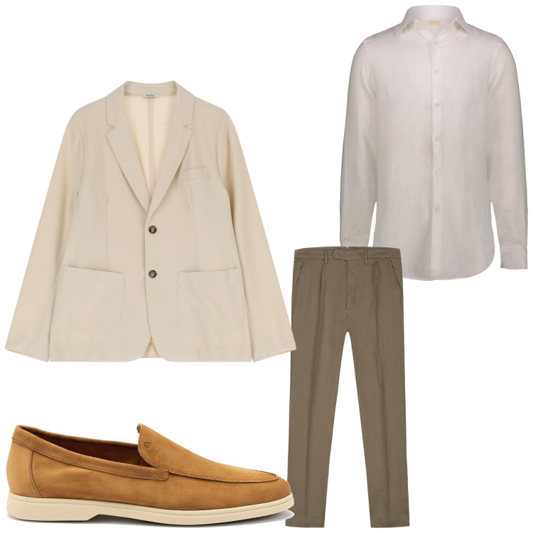 Outfit uomo - Marrone & Co.. Stile Business/Elegante per Ufficio. Abbinamento con giacche, camicie, pantaloni, scarpe stringate.