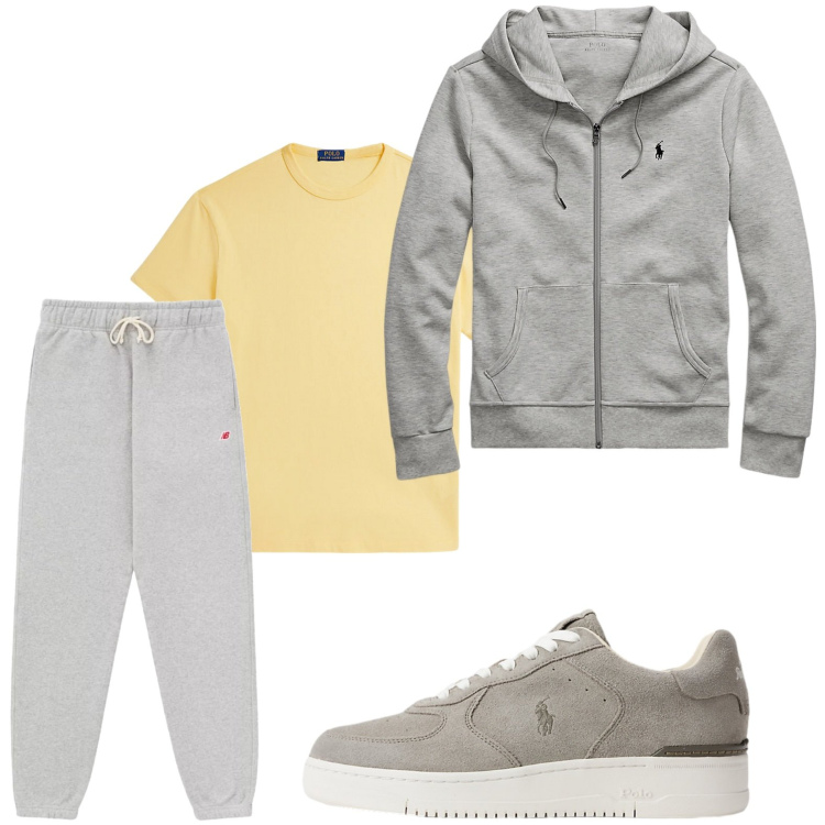 Outfit uomo - Relax. Stile Casual per Sport. Abbinamento con pantaloni, felpe, t-shirt, sneakers.
