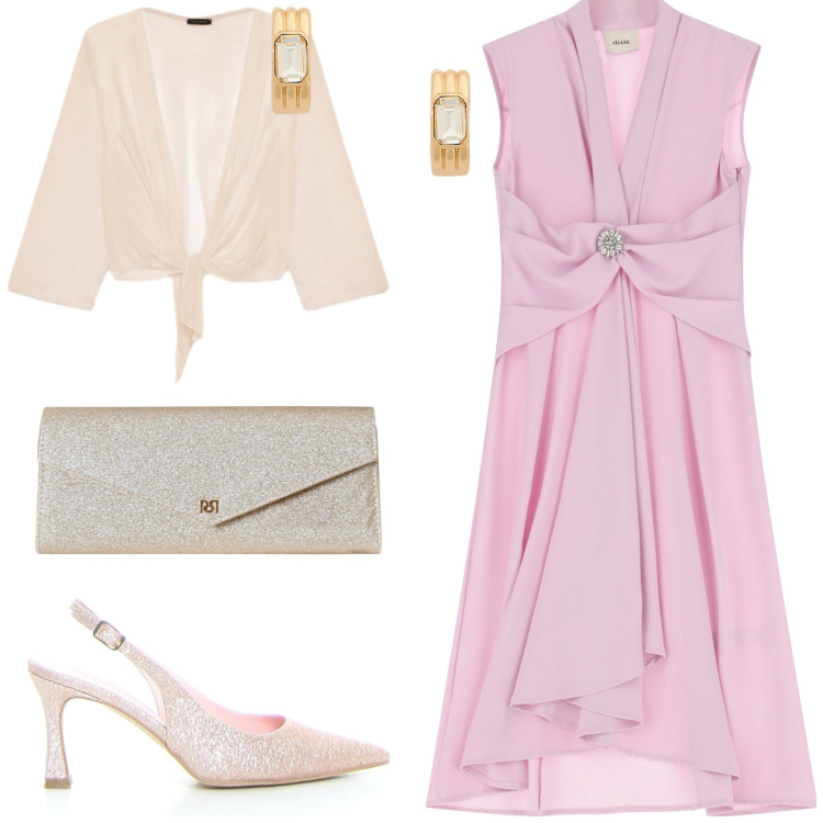 Outfit donna - Total look #2243602. Stile Bon Ton per Cerimonia. Abbinamento con pochette, vestiti midi/longuette, orecchini, blazer, décolleté.
