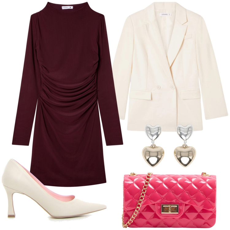 Outfit donna - Total look #2243613. Stile Chic per Serata fuori. Abbinamento con borse a tracolla, orecchini, blazer, vestiti corti, décolleté.
