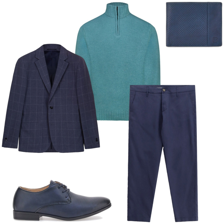 Outfit uomo - Total look #2243669. Stile Casual per Tutti i giorni. Abbinamento con pantaloni, portafogli, maglieria, giacche, scarpe stringate.