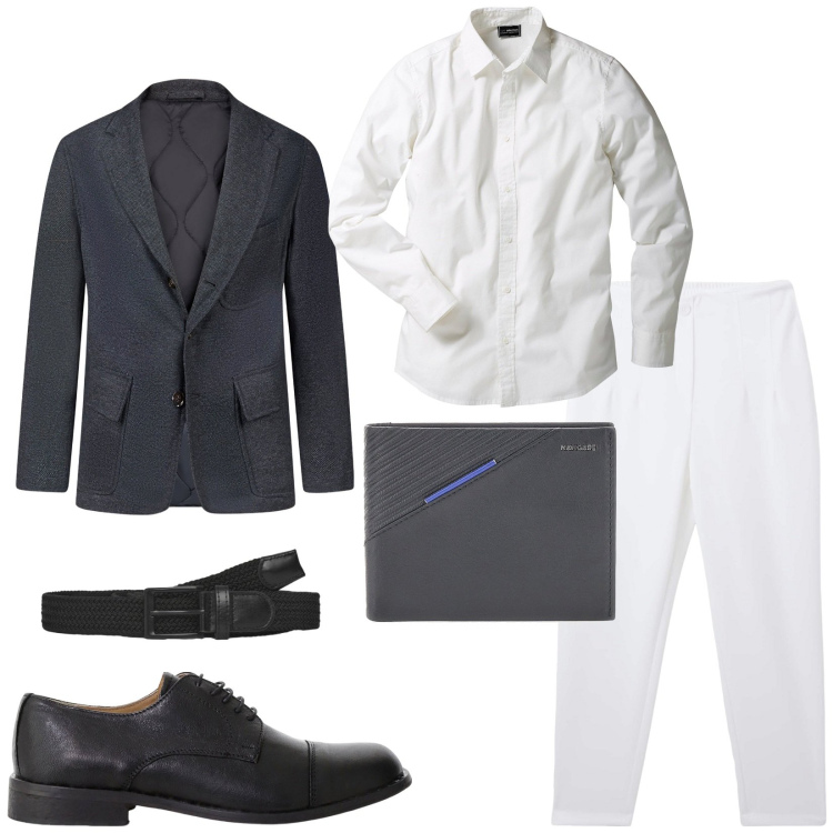 Outfit uomo - Total look #2243676. Stile Trendy per Serata speciale. Abbinamento con camicie, pantaloni chino, cinture, scarpe stringate, giacche, portafogli.