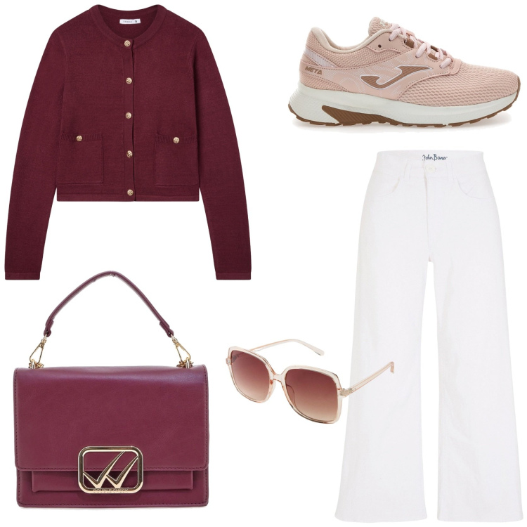 Outfit donna - Fall work outfit. Stile Casual chic per Ufficio. Abbinamento con jeans, occhiali da sole, cardigans, borse a tracolla, sneakers.