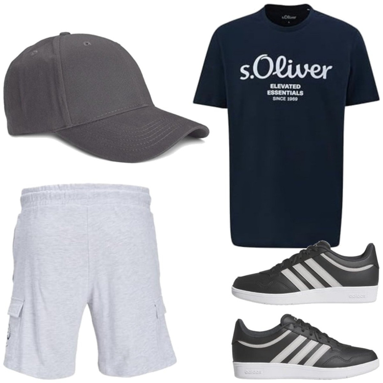 Outfit homme - Urban #4256. Style Urban pour Tous les jours. Assortir avec short, sneakers, chapeaux avec visière, t-shirts.