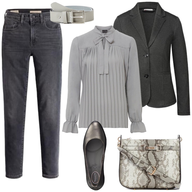 Outfit femme - Coralie. Style Casual chic pour Bureau. Assortir avec tuniques, jean skinny, chaussures à talon, blazers, ceintures, sacs à main.