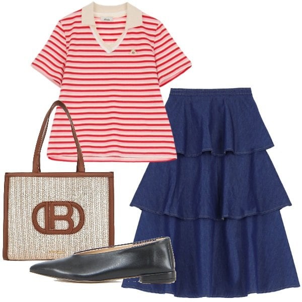 Outfit donna - La polo super cool. Stile Urban per Tutti i giorni. Abbinamento con gonne lunghe, t-shirt, borse a spalla, ballerine.