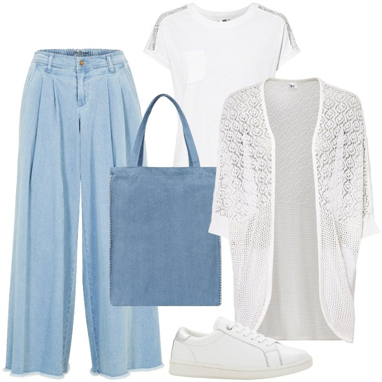 Outfit donna - Total look #2243894. Stile Boho per Tutti i giorni. Abbinamento con gonne, t-shirt, sneakers, cardigans, borse tote.