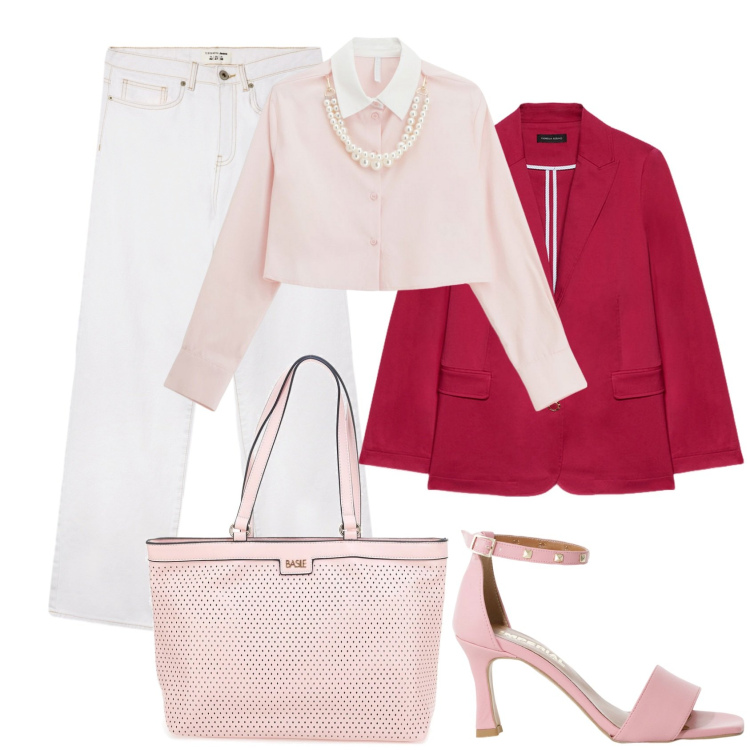 Outfit donna - Torno in ufficio @danipoetessa73. Stile Chic per Ufficio. Abbinamento con jeans dritti, camicie, sandali col tacco, blazer, borse a spalla.