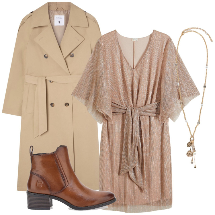 Outfit donna - Total look #2243909. Stile Minimal per Tutti i giorni. look ideale per Tall. Abbinamento con vestiti, trench, ciondoli, stivaletti.