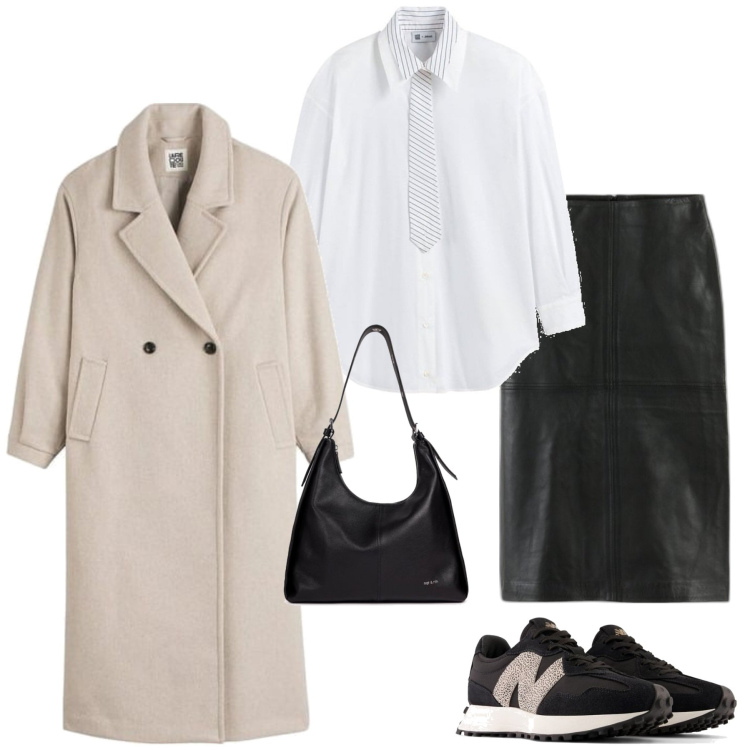 Outfit mujer - Sporty chic #3028. Estilo Sporty chic para Oficina. Combinación con sneakers, abrigos, camisas, faldas largas, bolsos de mano.