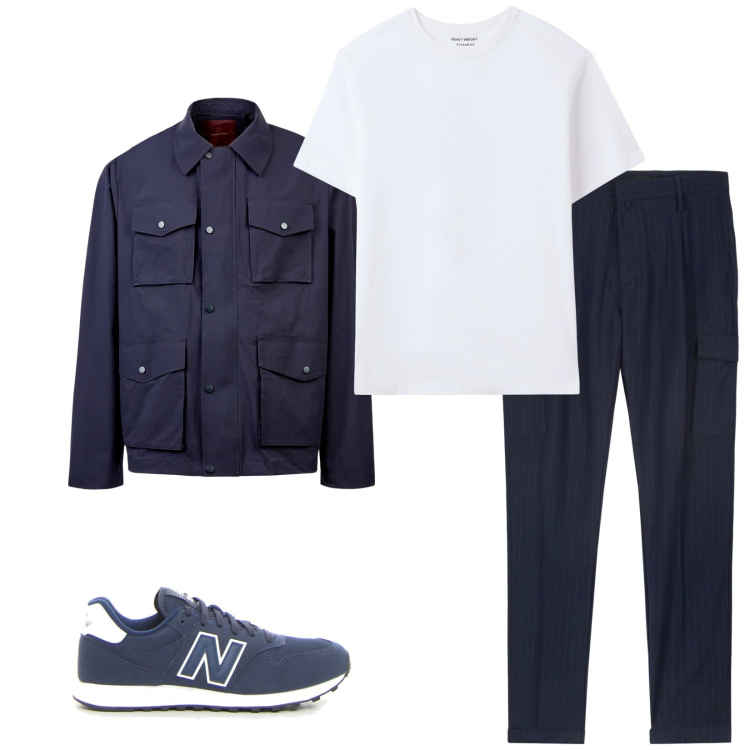 Outfit uomo - Total look #2243949. Stile Casual per Tutti i giorni. Abbinamento con t-shirt, giacche, pantaloni cargo, sneakers.