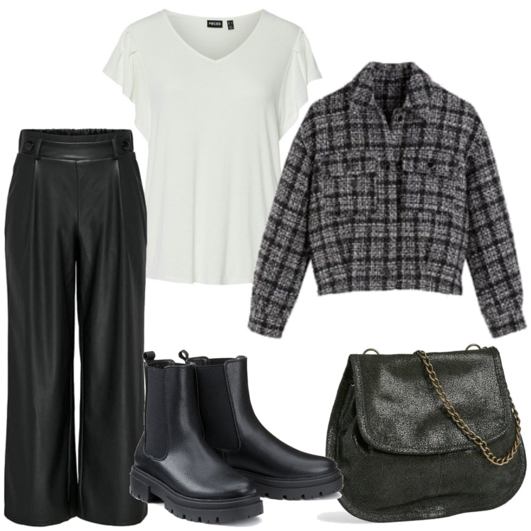 Outfit mujer - Urban style. Estilo Urban para Todos los días. Combinación con pantalones, bolsos de mano, botines chelsea, blazers, camiseta.