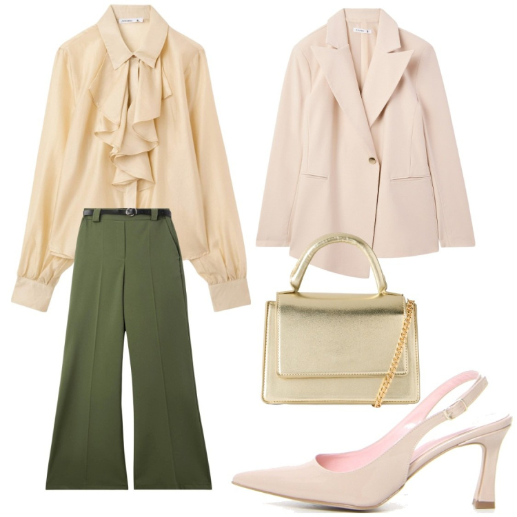 Outfit donna - Terranova:Back to reality. Stile Casual chic per Ufficio. Abbinamento con pantaloni, borse a tracolla, camicie, blazer, décolleté.