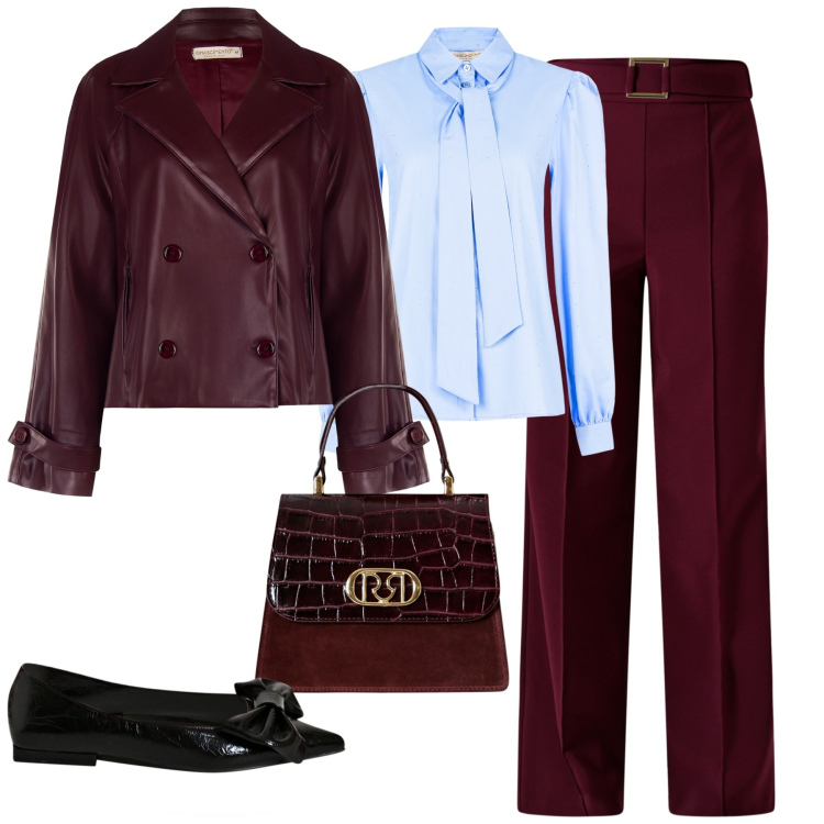 Outfit donna - Rinascimento. Stile Chic per Serata fuori. Abbinamento con pantaloni, camicie, giacche, borse a mano, ballerine.