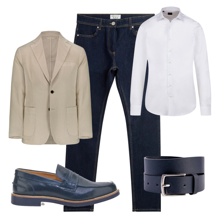 Outfit uomo - Cena informale!. Stile Trendy per Serata speciale. Abbinamento con jeans skinny, giacche, scarpe stringate, cinture, camicie.