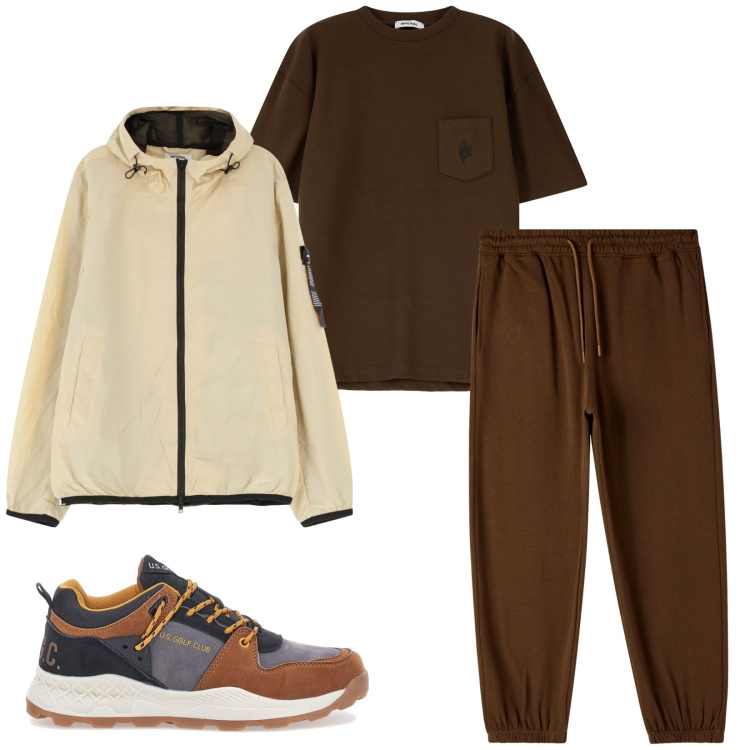 Outfit uomo - Total look #2244181. Stile Casual per Sport. Abbinamento con pantaloni, t-shirt, giacche, sneakers.