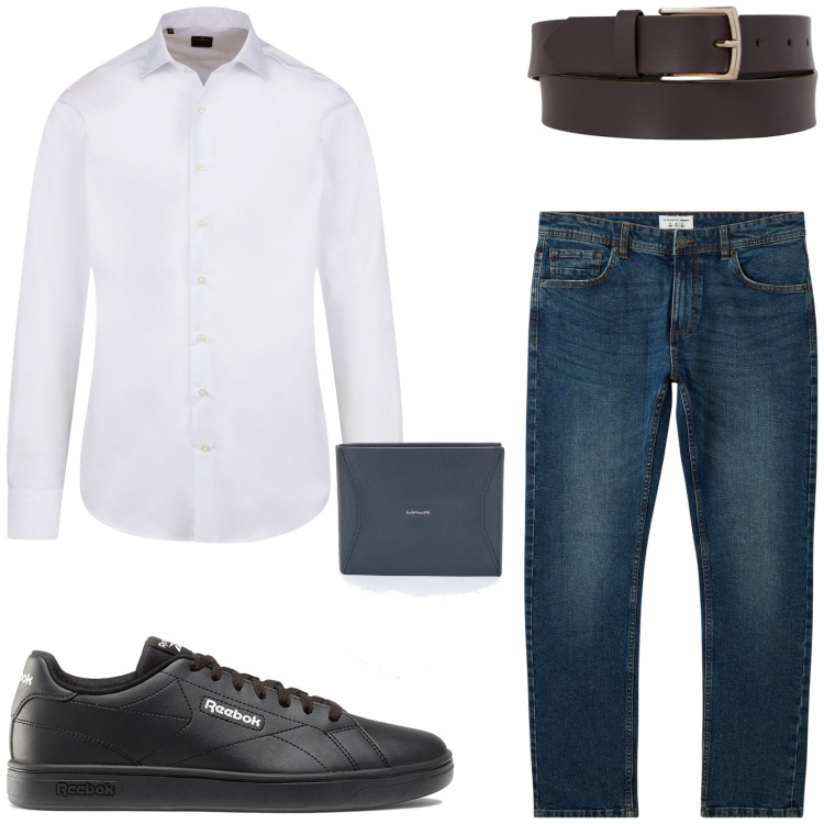 Outfit uomo - Total look #2244269. Stile Casual per Serata speciale. Abbinamento con jeans, camicie, cinture, portafogli, sneakers.