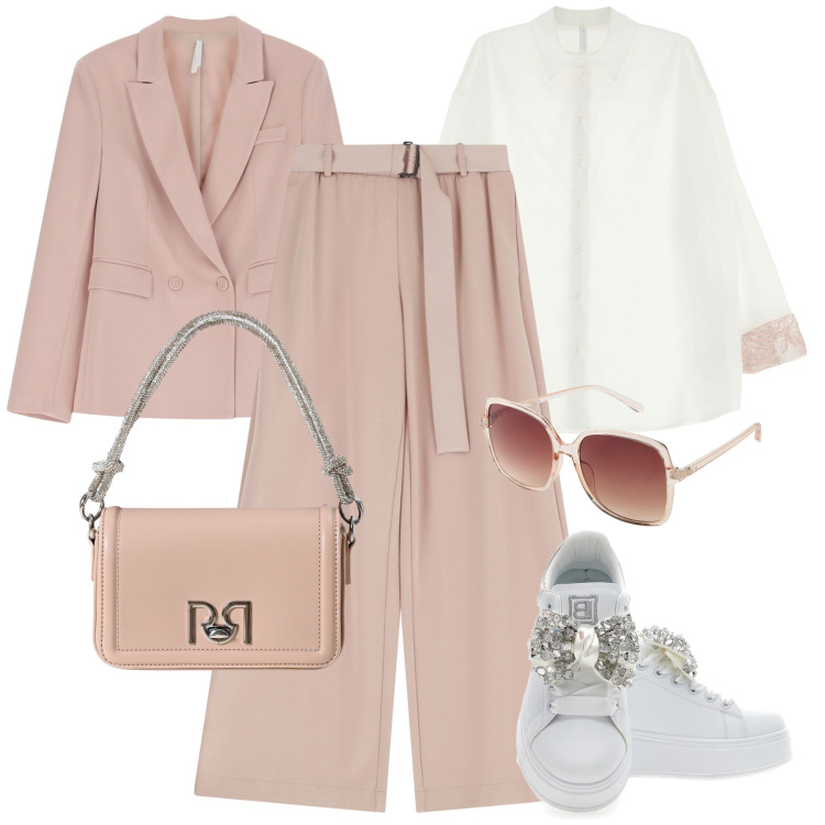 Outfit donna - Ufficio mix&match - @danipoetessa73. Stile Casual chic per Ufficio. Abbinamento con occhiali da sole, borse a mano, pantaloni, camicie, blazer, sneakers.