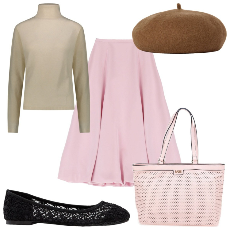 Outfit donna - Total look #2244365. Stile Romantica per Tutti i giorni. Abbinamento con ballerine, gonne longuette, pullovers, cappelli e berretti, borse a spalla.