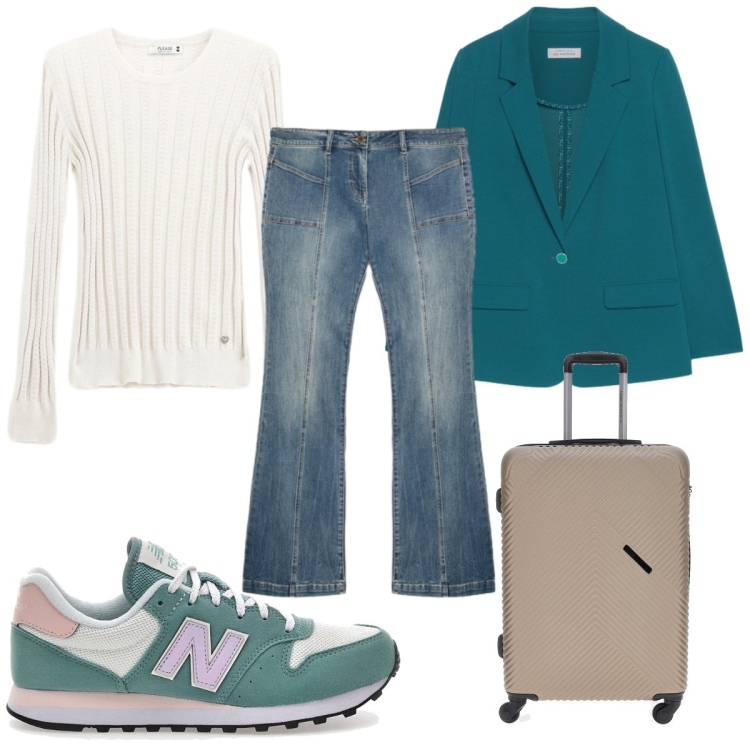 Outfit donna - Total look #2244378. Stile Basic per Tutti i giorni. Abbinamento con pullovers, sneakers, blazer, jeans, valigie.