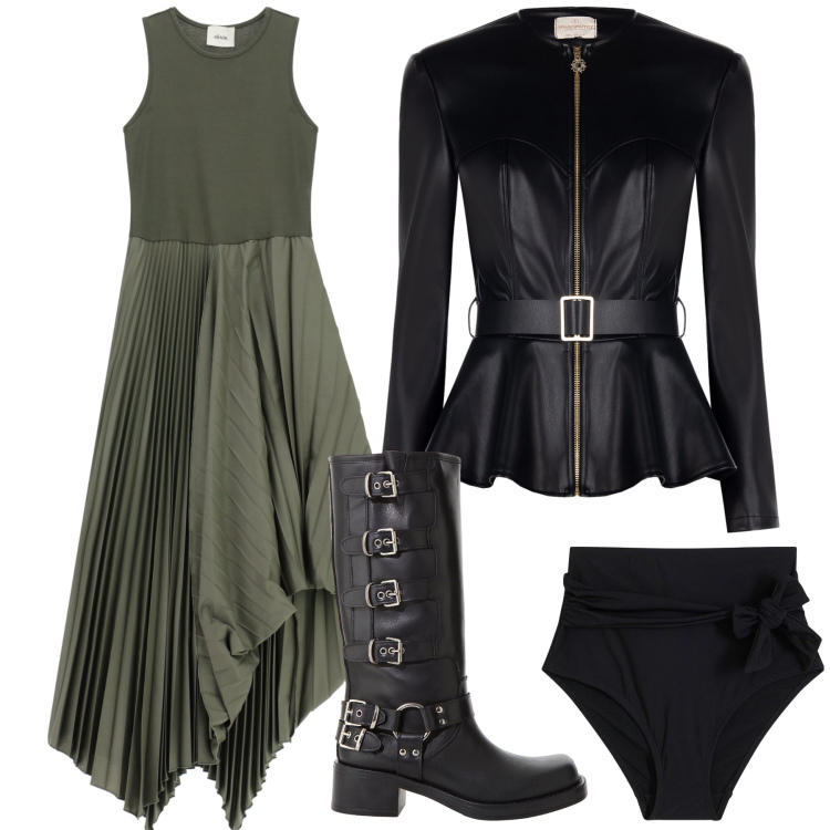 Outfit donna - Serata d autunno. Stile Glamour per Serata fuori. Abbinamento con culotte, blazer, vestiti lunghi, stivali.