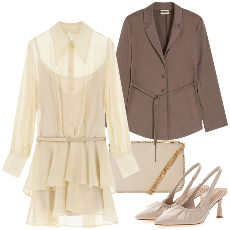 Outfit donna - Total look #2244408. Stile Chic per Serata fuori. Abbinamento con blazer, borse a tracolla, vestiti corti, décolleté.