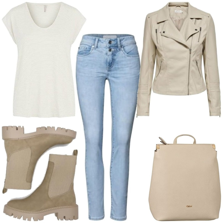 Outfit femme - Tendance #7444. Style Tendance pour Tous les jours. Assortir avec jeans, blazers, sacs à dos, t-shirts, bottes.