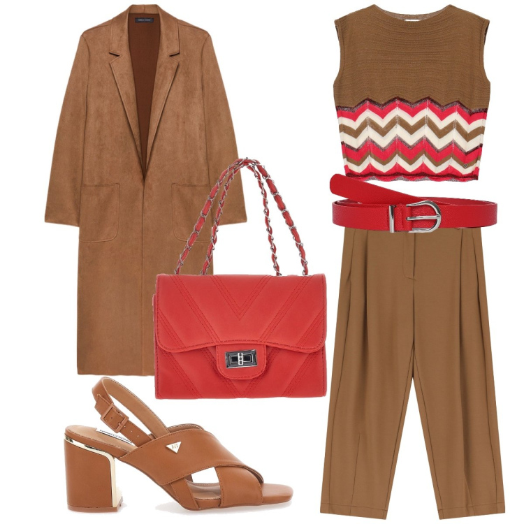Outfit donna - Il trench manopesca. Stile Bon Ton per Ufficio. Abbinamento con cinture, maglieria, pantaloni, trench, borse a tracolla, sandali col tacco.