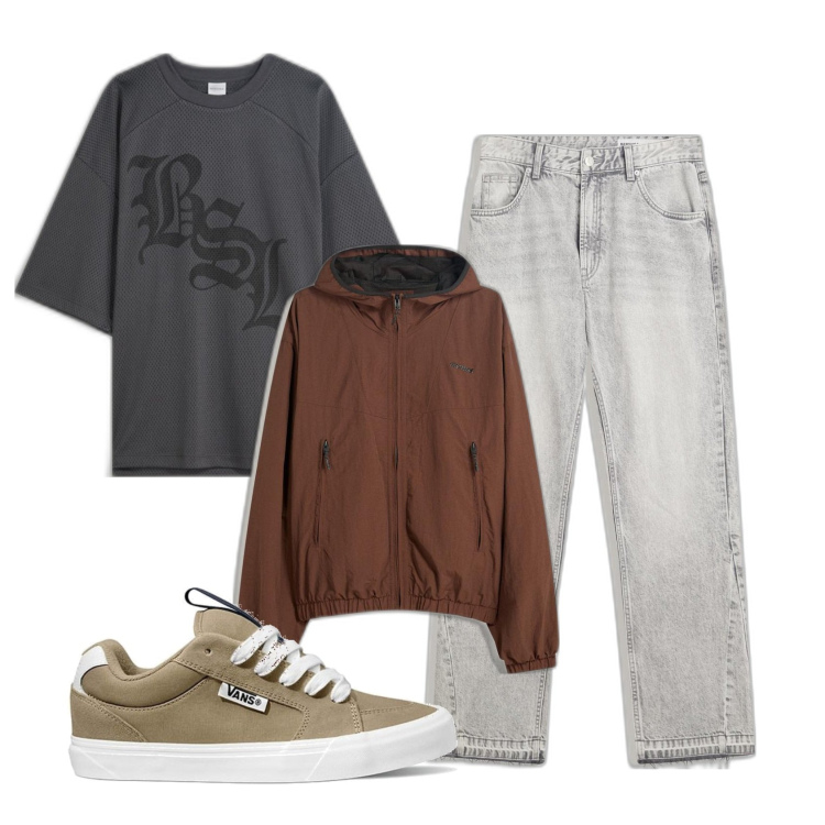 Outfit hombre - Ya Martes. Estilo Urban para Todos los días. Combinación con sneakers, chaquetas, camiseta, vaqueros rectos.
