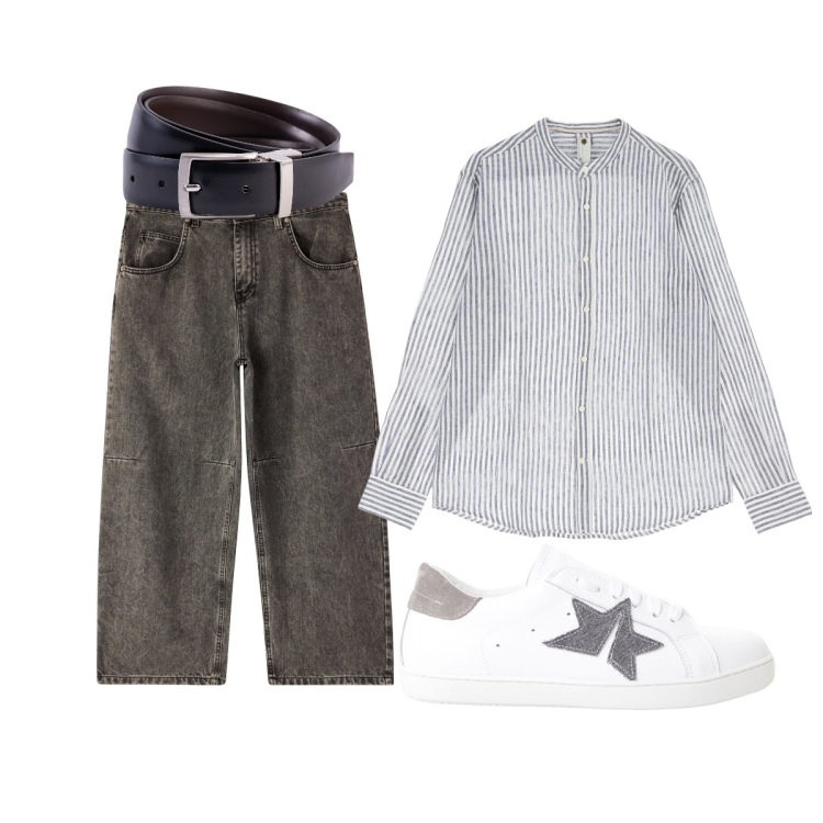 Outfit uomo - Serata informale. Stile Casual per Serata speciale. Abbinamento con jeans, sneakers, camicie, cinture.