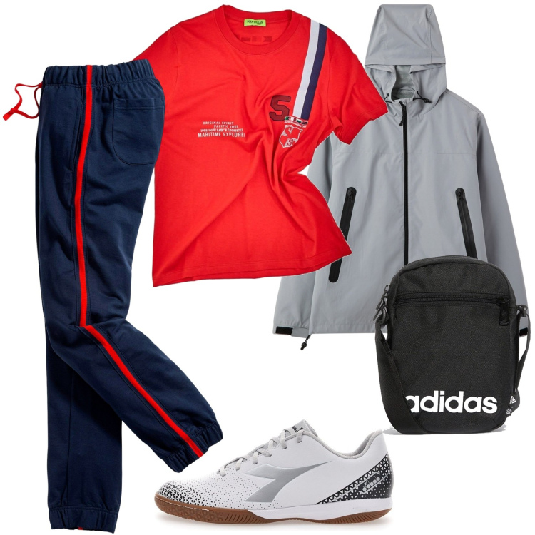 Outfit uomo - Vado in palestra. Stile Casual per Sport. Abbinamento con pantaloni, giacche, t-shirt, scarpe sportive, borse sportive.
