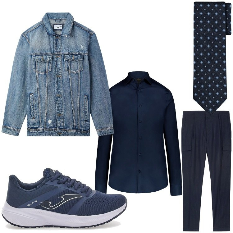 Outfit uomo - Jeans e cravatta. Stile Casual per Ufficio. Abbinamento con giacche, camicie, sneakers, pantaloni cargo, cravatte.