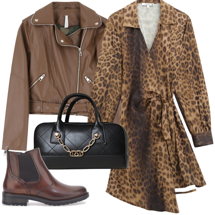 Outfit donna - Total look #2244759. Stile Casual per Serata fuori. Abbinamento con borse a mano, vestiti corti, giacche, stivaletti chelsea.