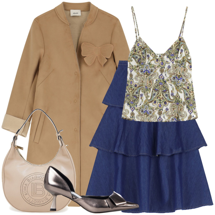 Outfit donna - Total look #2244765. Stile Casual per Serata fuori. Abbinamento con décolleté, gonne lunghe, top, cappotti, borse a spalla.