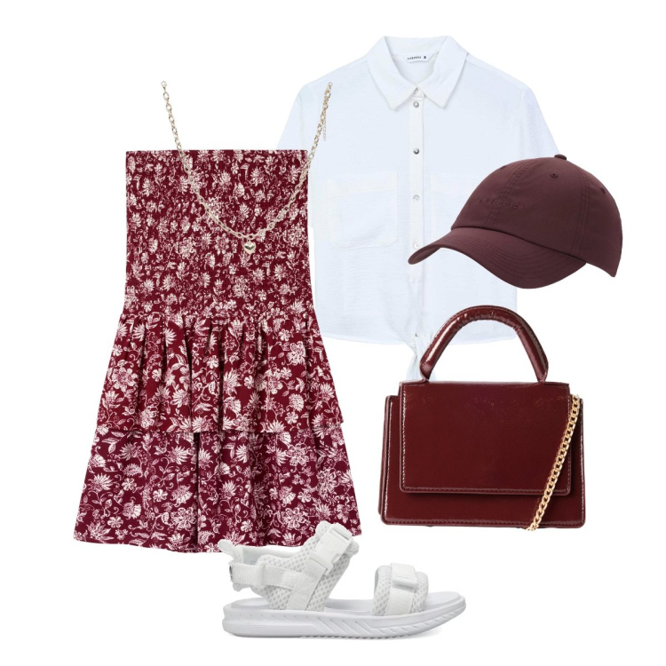 Outfit donna - Ci aspetta un caldo settembre!. Stile Sporty chic per Tutti i giorni. Abbinamento con camicie a manica corta, collane, vestiti corti, borse a tracolla, cappelli, sandali.