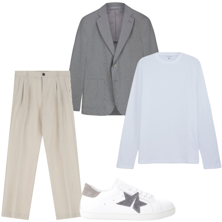Outfit uomo - Total look #2244783. Stile Casual per Ufficio. Abbinamento con t-shirt, pantaloni, sneakers, giacche.