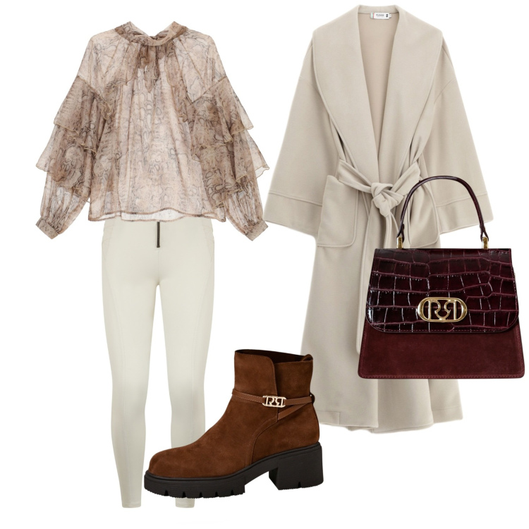 Outfit donna - Shopping per l\'autunno. Stile Casual chic per Tutti i giorni. Abbinamento con stivaletti, borse a mano, cappotti, camicie, pantaloni skinny.