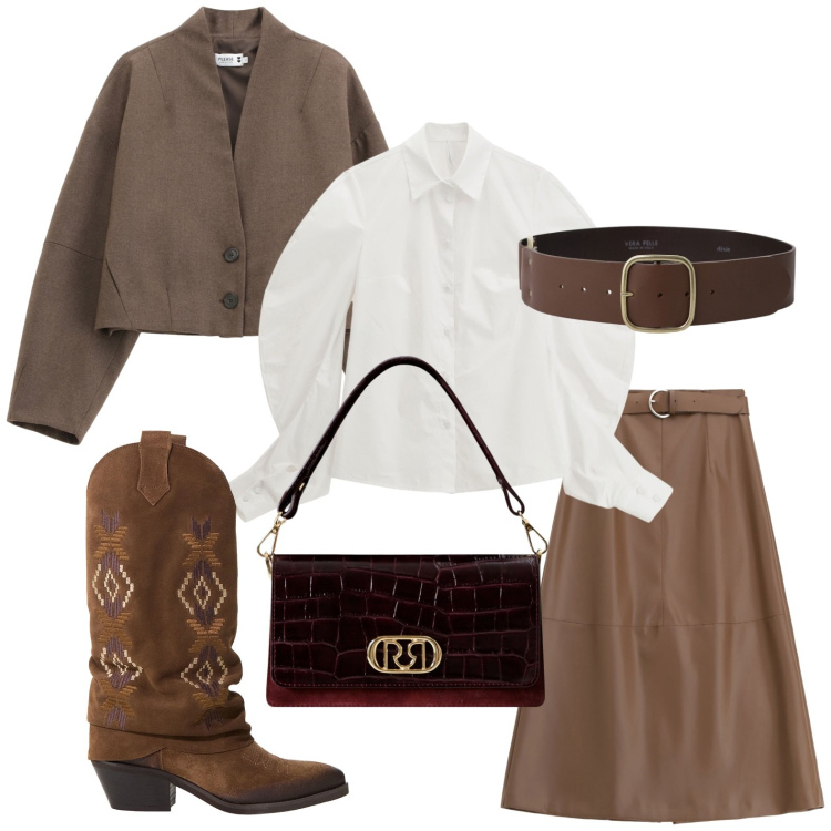 Outfit donna - Mille abbinamenti con la camicia bianca. Stile Minimal per Ufficio. Abbinamento con borse a mano, blazer, gonne lunghe, camicie, stivali, cinture.