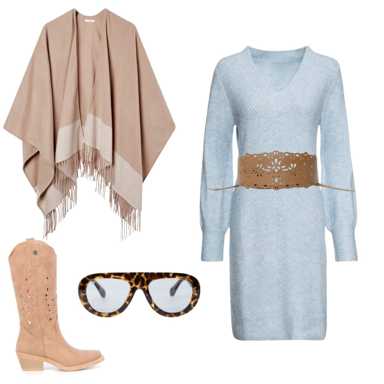 Outfit donna - Minimal chic. Stile Minimal per Tutti i giorni. Abbinamento con vestiti, cinture, cappe, occhiali da sole, stivali.