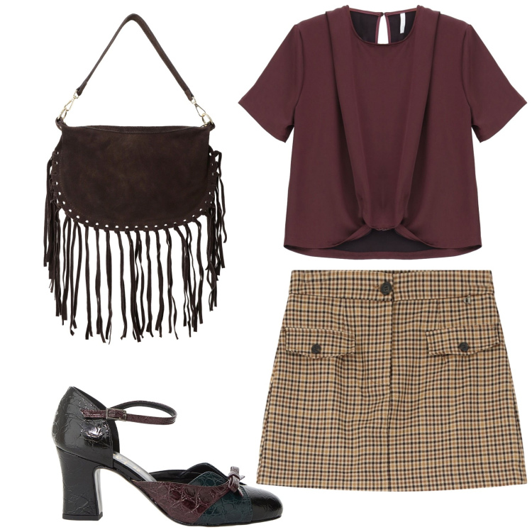 Outfit donna - Aria vintage. Stile Vintage retrò per Tutti i giorni. Abbinamento con bluse, décolleté, gonne, borse a tracolla.