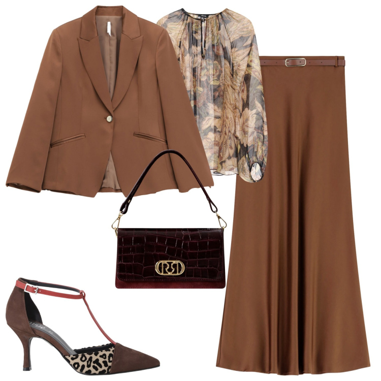 Outfit donna - City. Stile Chic per Tutti i giorni. Abbinamento con borse a mano, blazer, gonne lunghe, camicie, décolleté.