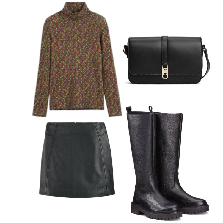 Outfit mujer - Vintage retrò #864. Estilo Vintage retrò para Todos los días. Combinación con botas, minifaldas, bandoleras, camiseta.